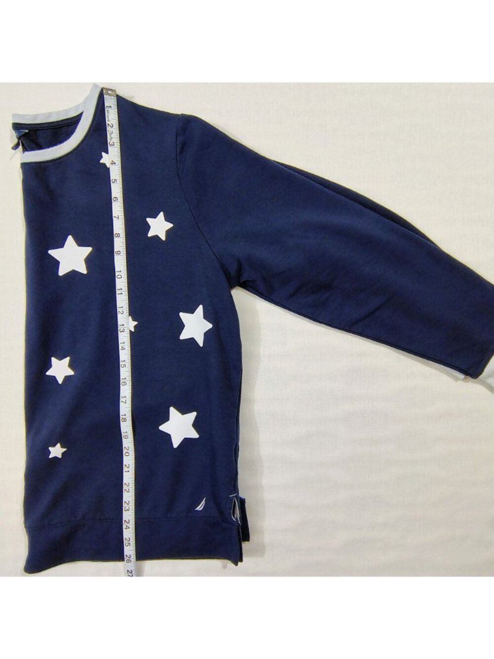 Nautica Long Sleeve Shirt Womens XXL Navy Fleece Stars Patriotic Crew Neck - Picture 11 of 14